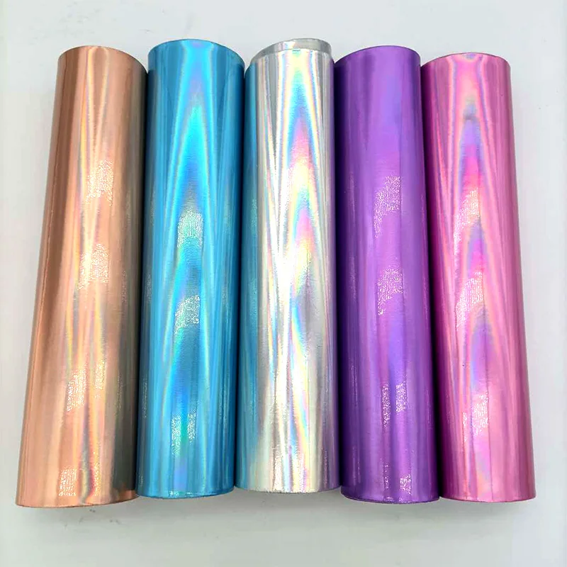 

XHT Solid Color Plain Design Metallic Laser Rainbow Reflective Effect PU Holographic Faux Leather Fabric for Shoe/Bag/Craft