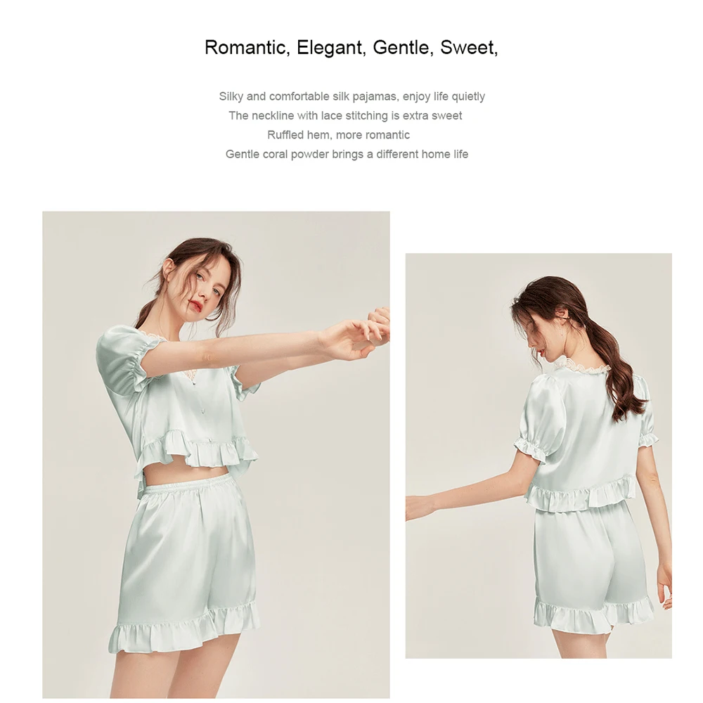 LiliRoms New 22 Momme100% Silk Pajamas Set Sleepwear Luxury Natural Silky Shorts Sleep Women's Clothing For Your Love Gift