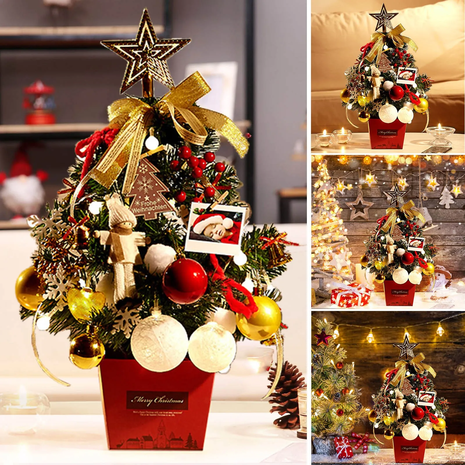 

Золотое светящееся Рождественское украшение для елки, рождественские украшения, домашний декор вечерние, настольные декоративные предмет...