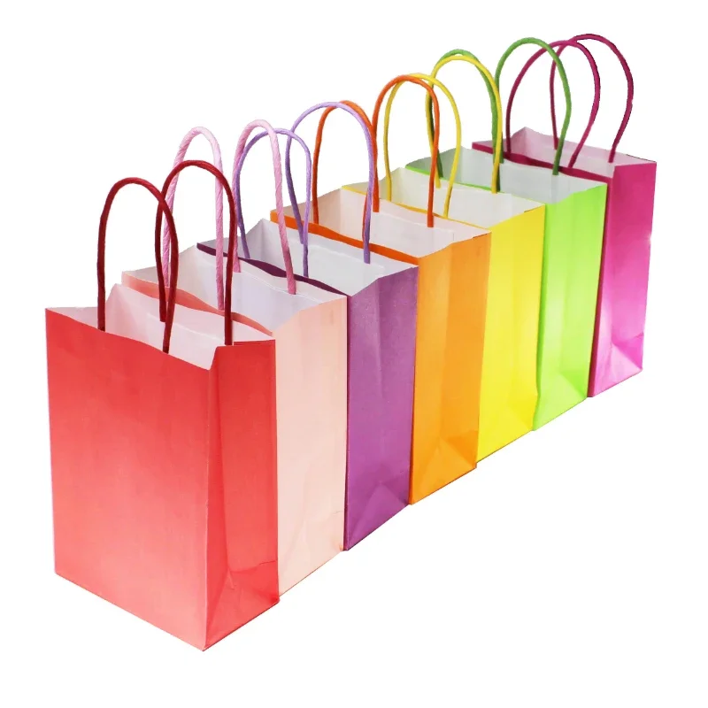 10/20/30/50 шт. мини маленький пакет из крафт-бумаги с ручками 15x21x8 см праздничный