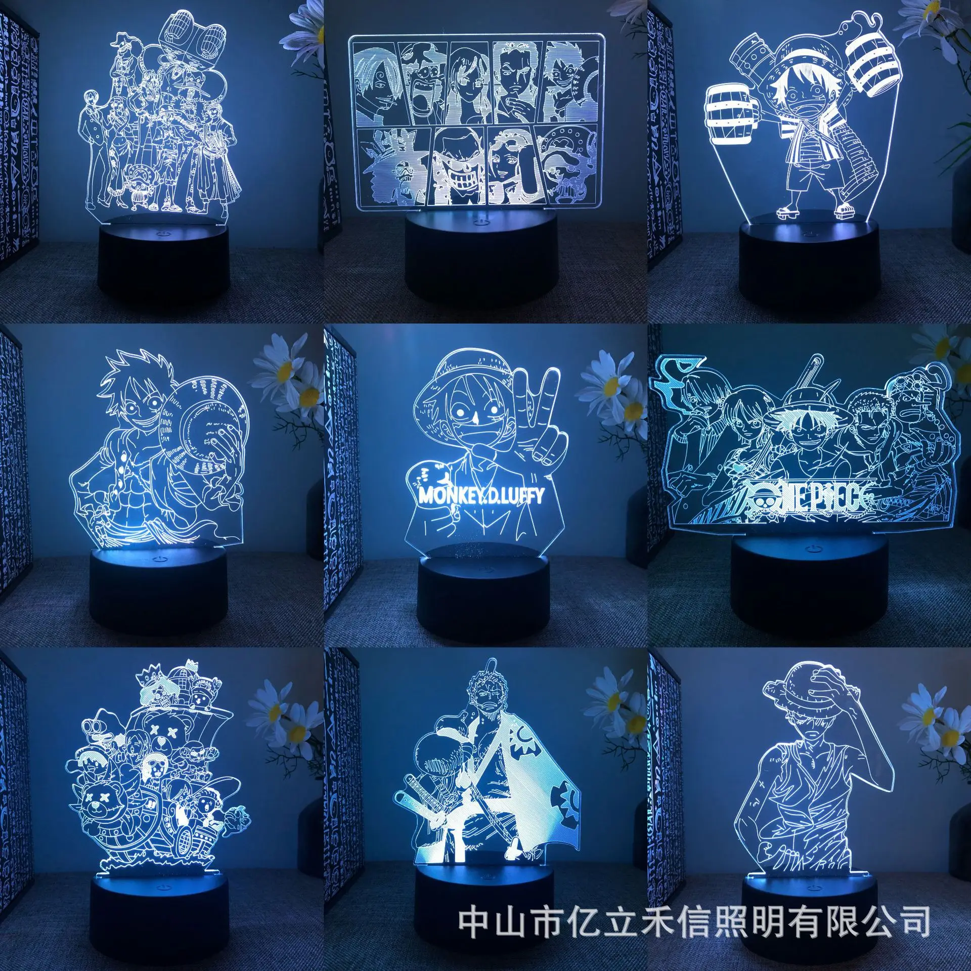 

Anime One Piece 3D Night Light Touch Remote Control 16 Color USB Desk Lamp LED Bedside Animation Products Free Shipping