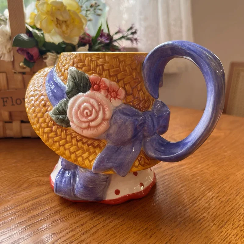 Креативная керамическая чашка с изображением гуся 500 мл большая емкость бытовая