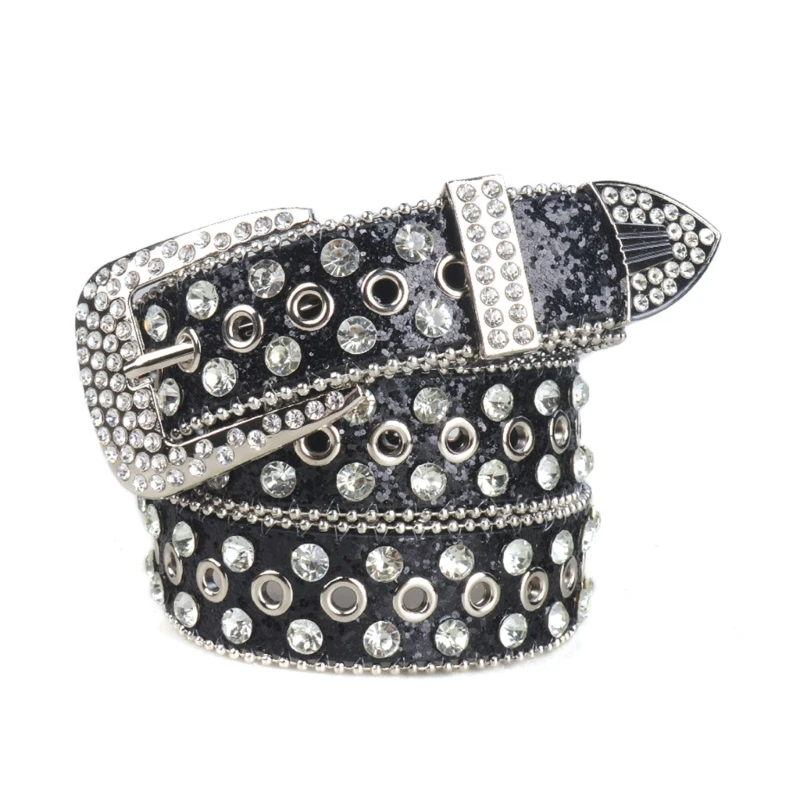 

Summer Waist Belt Shinning Belts for Woman Men Full Diamond Adjustable Pin Buckle Waist Strap for Jeans Drop Shipping