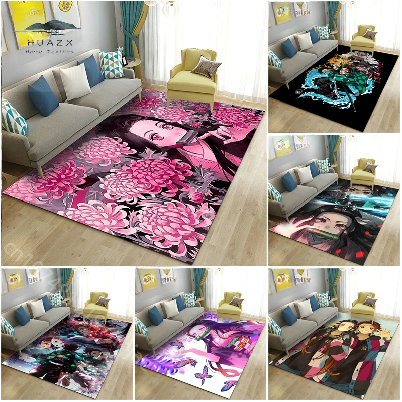 

3D Demon Slayer Carpet for Cartoon Area Rug Large Rugs Bedroom Sofa Doormat Kids Play Non-slip Floor Mat Living Room Decoration