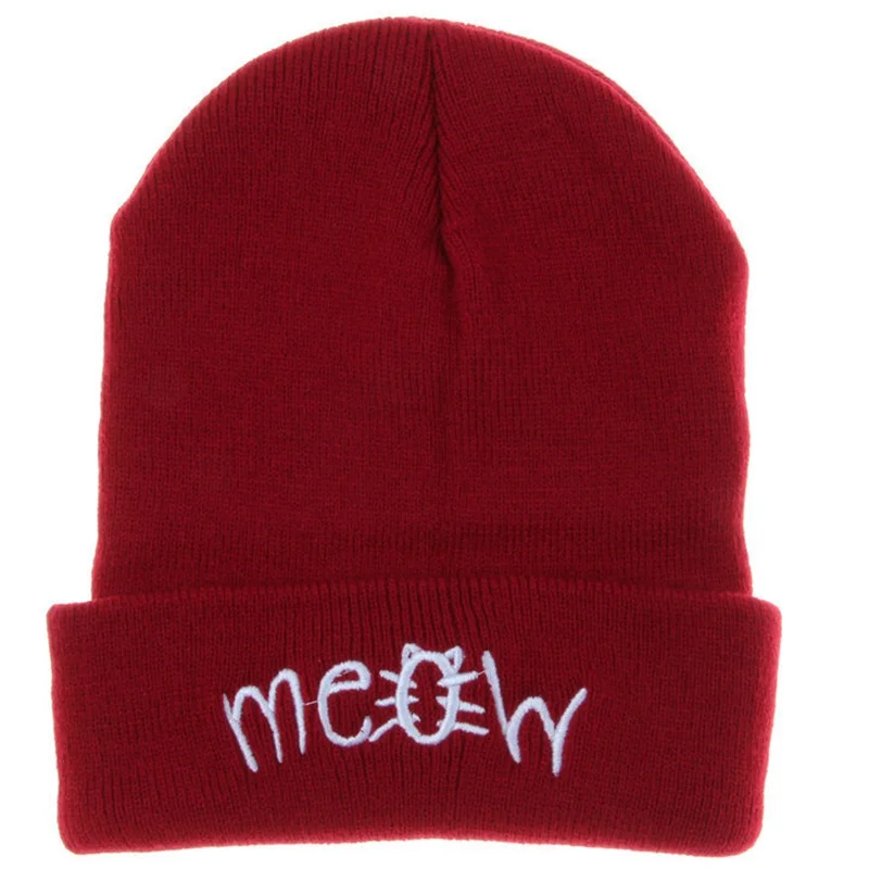 

Fashion Classic Embroidery Meow Winter Hat Men Caps Women's Beanies Warm Hip Hop Bonnet Wool Blends Knitted Hat Female Beanies