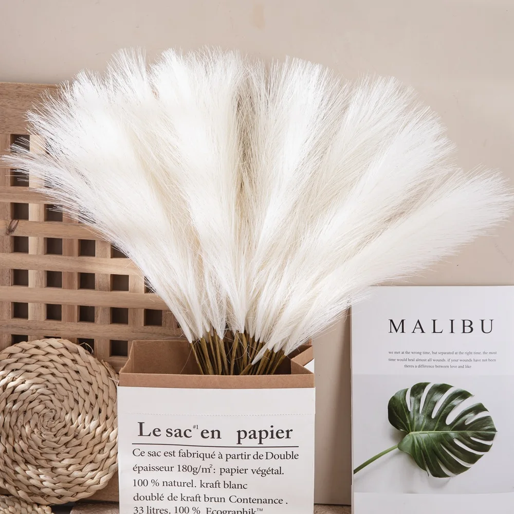 

10Pcs 55cm Artificial Pampas Grass Bouquet DIY Fake Flower Reed Boho Holiday Wedding Party Home Decoration Plant Simulation