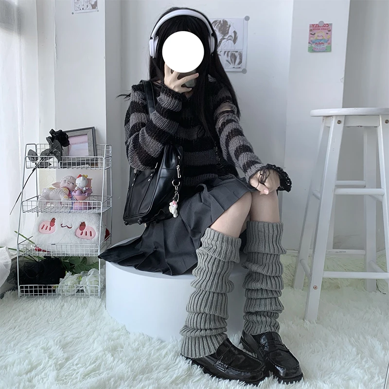 

Гольфы Lolita JK, женские гетры, вязаные теплые Чехлы для ног, женские осенне-зимние вязаные крючком носки, манжеты для сапог