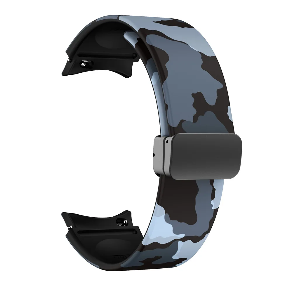 Silicone Strap For Samsung Galaxy Watch 4 5 40 44mm Watch 4 Classic 42 46mm Printed Magnetic Suction Wristband for Watch 5 Pro