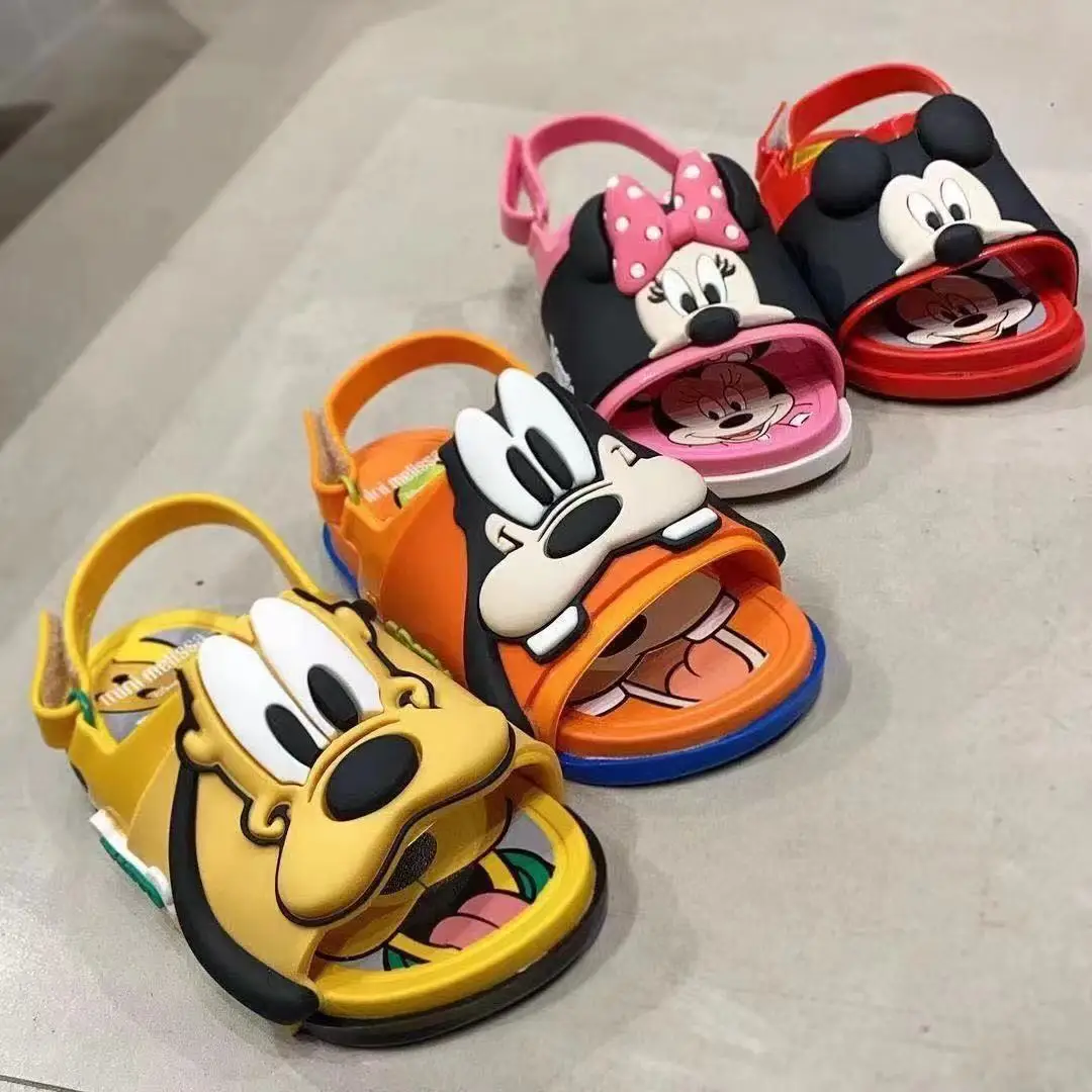 2021 Melissa Summer Disney Children's Sandals and Slippers Boys Cartoon Goofy Mickey Donald Duck Girls Jelly Beach Shoes
