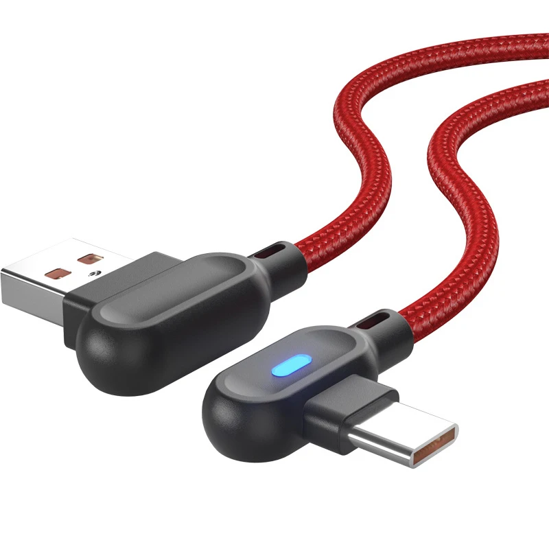

USB Type C Cable For Huawei Samsung Xiaomi Mate 40 Double 90 Degree Type C Data Cord Long 1M/2M 0.25M Short Wire Micro USB Cable