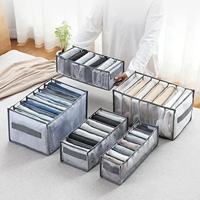 

Foldable Closet Organizer Drawer Divider Organizer For Jeans Underwear Socks Storage Box Pants Storage Organizer 2Pieces