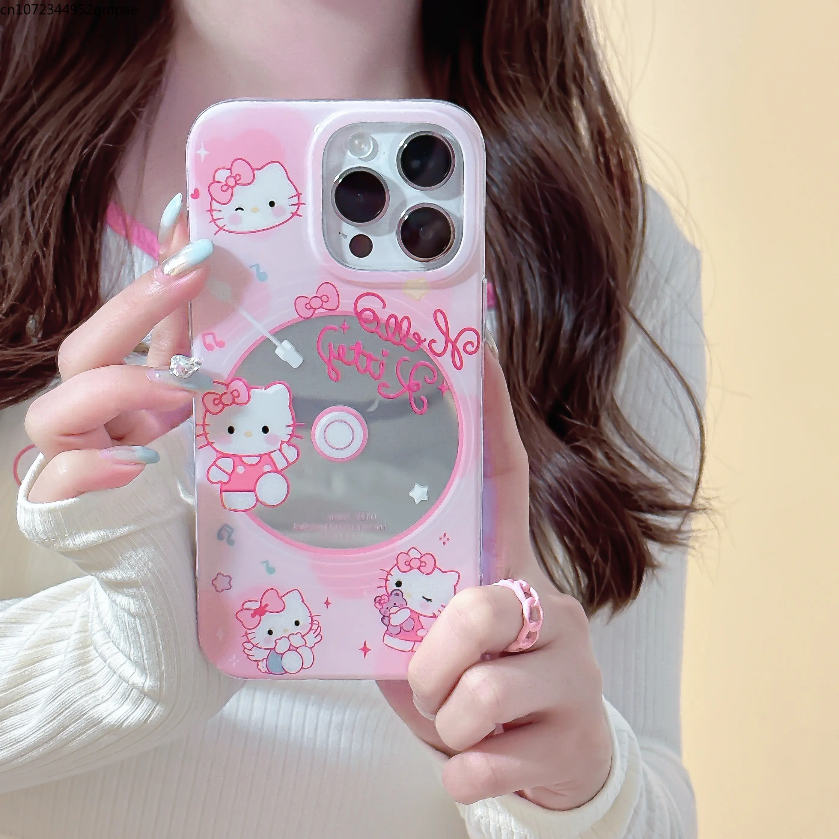 

Luxury Cartoon Sanrio Hello Kitty with Lanyard Bracelet Phone Case for IPhone 14 13 12 11 Pro Max Anti-drop Soft Back Cover Gift