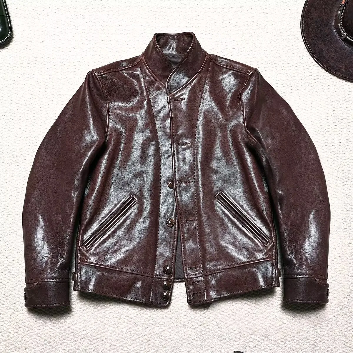 Новое поступление мужское весенне-осеннее пальто из натуральной кожи куртка