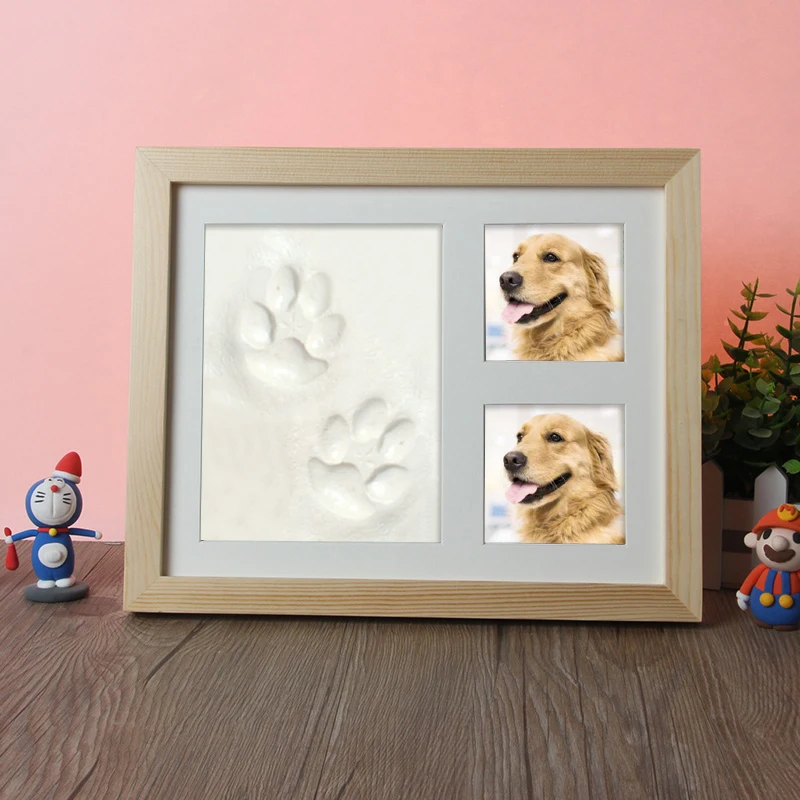 

Paw Print Kit Frame Dog Picture With Wooden Photo Frame Memorial Pawprints Dog Mold Picture Frame Gift Souvenirs