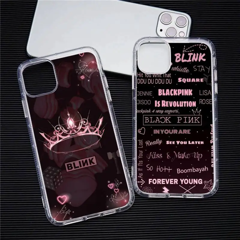 

Kpop-BLACKPINKs-Girls Phone Case Transparent For iphone 13 12 11 Pro Max Mini XS Max 8 7 Plus X SE 2020 XR cover