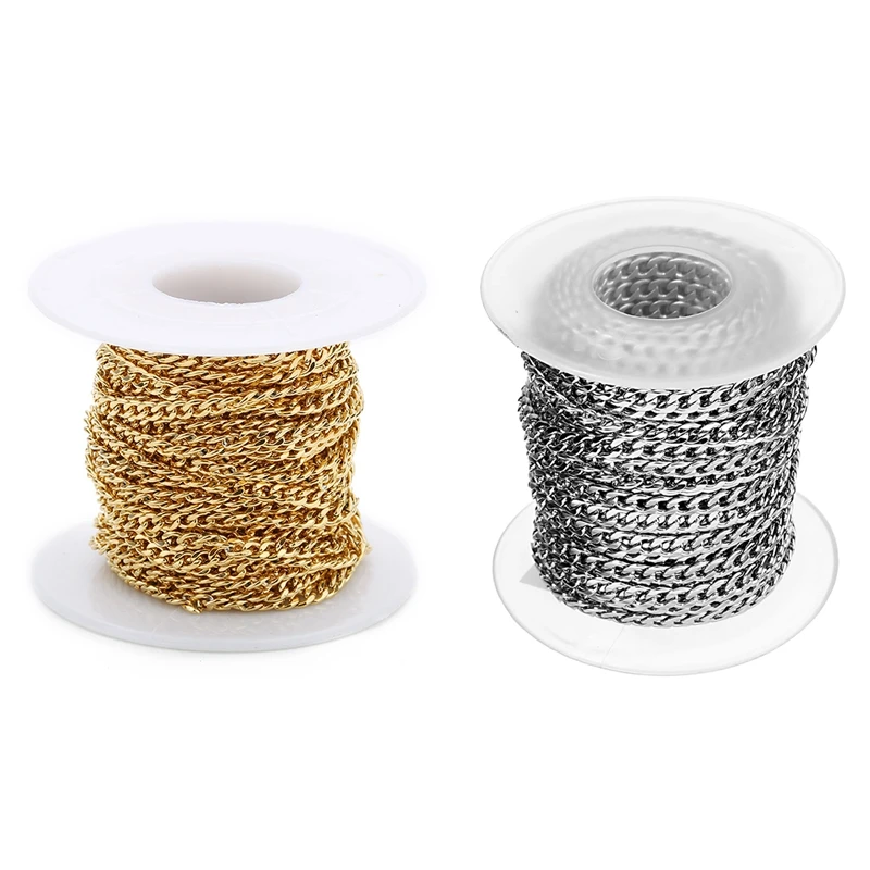 

Stainless Steel Chain Accessories Sideways Flattened Chain DIY Jewelry Accessories Necklace Bracelet Cross Chain