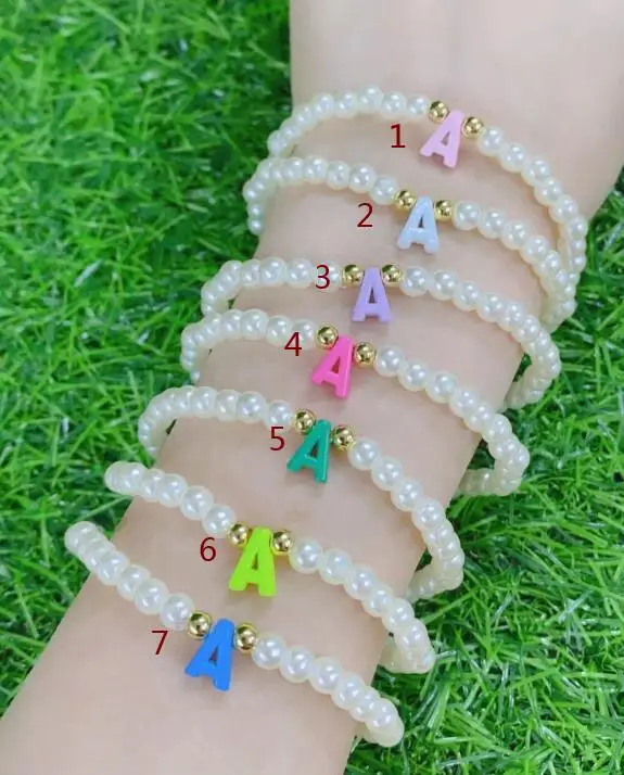 

2pcs Pearl letter A Bracelets 2022 Boho Enamelled Beaded Bracelet For Women Jewelry Gift High Quality