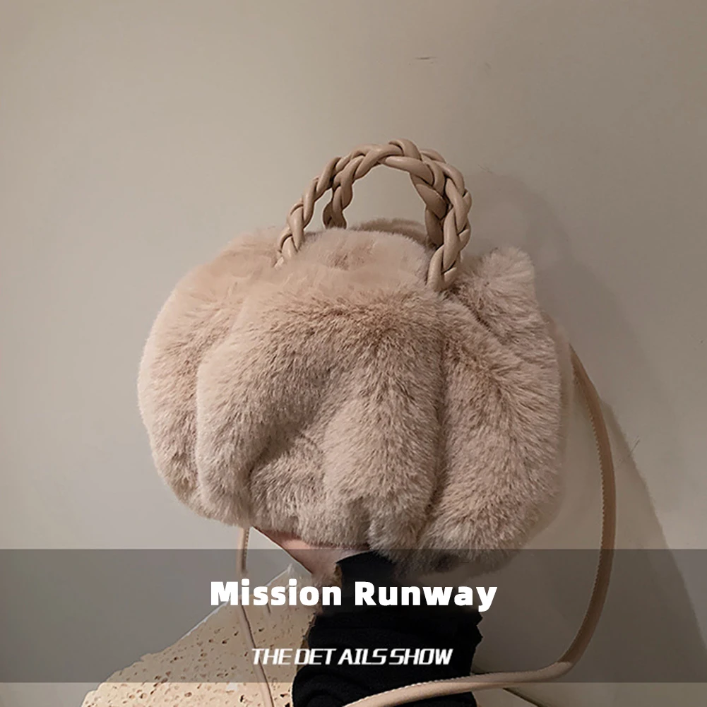 Fashion Wallts Women Mini Shoulder Bags Female Winter Plush Underarm Bags Leopard Soft Fluffy Tote Bags Small Purses Winter Bag