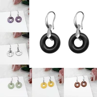 natural stone amethyst malachite ping an buckle donut earrings 20mm agate green dongling simple womens earrings for relatives