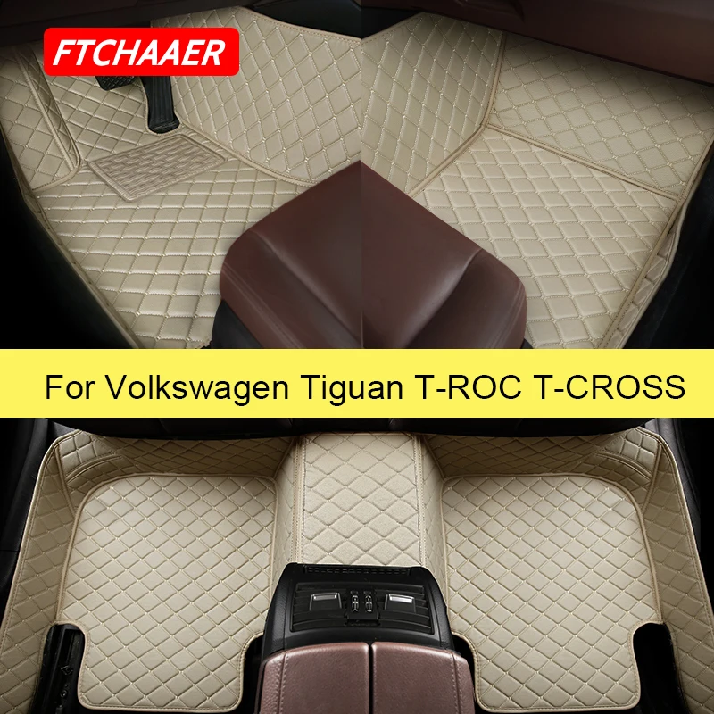 FTCHAAER  Car Floor Mats For VW Tiguan T-ROC T-CROSS Foot Coche Accessories Auto Carpets