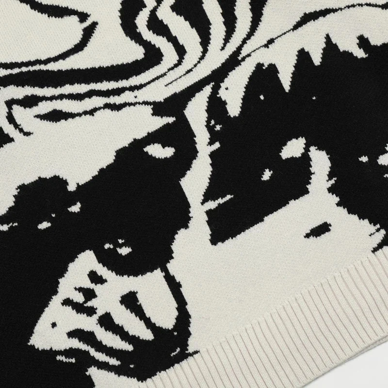 Винтажные вязаные свитера для мужчин забавный свитер с принтом черепа Осенние