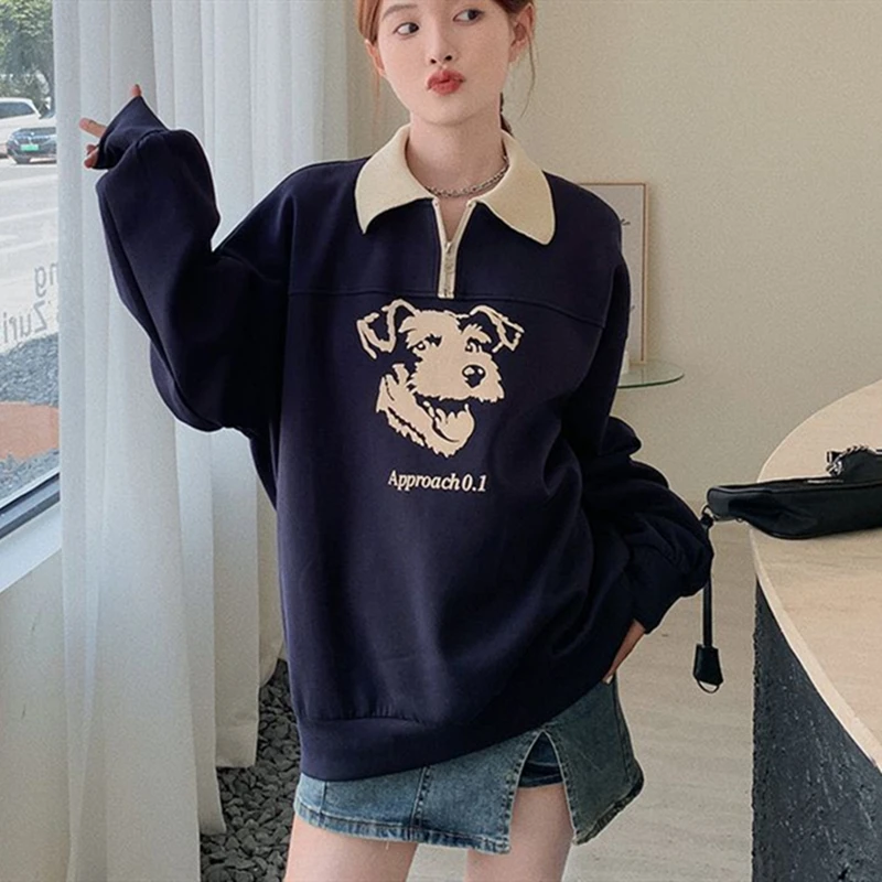 

2022 американская стильная уличная одежда, рубашка-поло с графическим рисунком, Свитшот оверсайз с головой, Женская милая Одежда для девочек, ...