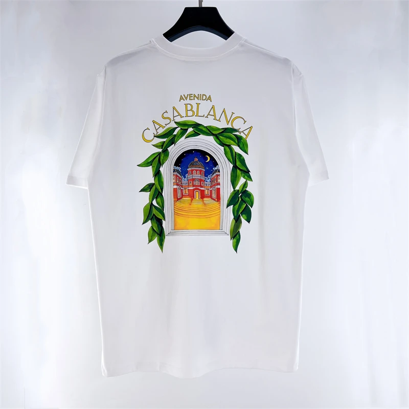 

Castle Casablanca T-shirt Men Women Thick Casual Top Tees White T Shirt