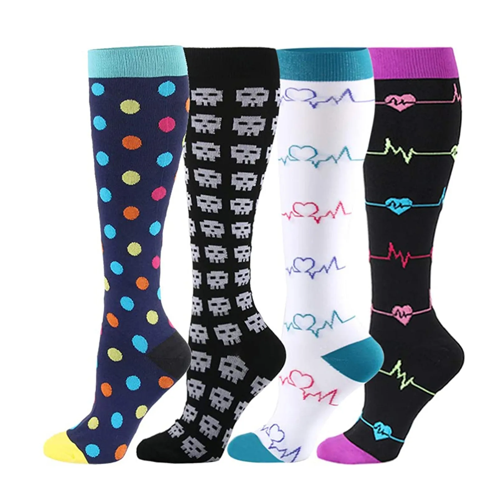 

Нейлоновые чулки для подвязки, сетчатые колготки, открытая промежность, Спортивные Компрессионные носки, носки унисекс, 4 пары носков