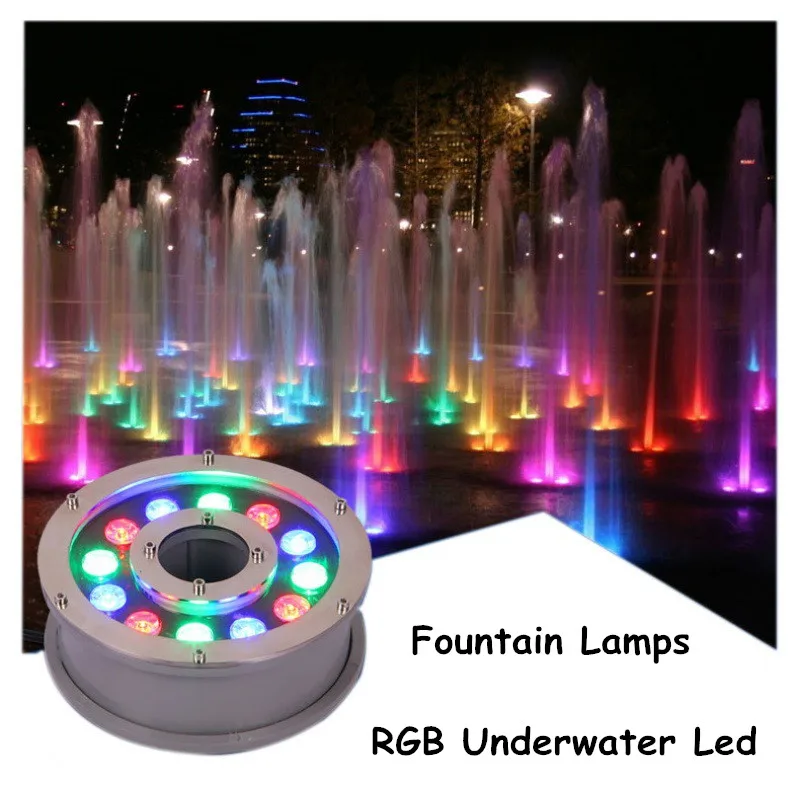 Led Fountain Lights Gushing Light Outdoor Waterproof Underwater Lights Pool Colorful Fish Pond Landscape Light 12V 24V 12w 18w