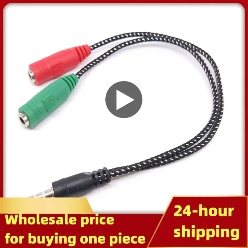 

New 2" 1 Cable Adapter Splitter 3.5mm Audio Headphones Headset To 2 Jack Headphones Microphone Audio Cable For Earphone