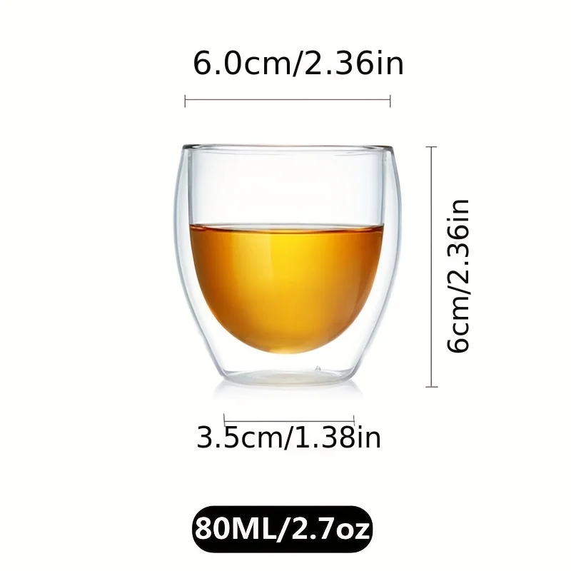 6 шт. стеклянные кофейные кружки 2 7 унции зеркальные чашки с двойной стенкой