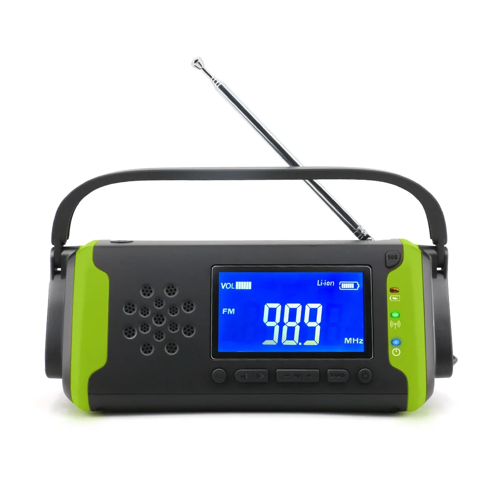 

Многофункциональное радио с ручным управлением, солнечная батарея, зарядка через USB, FM AM WB NOAA, погодное радио, аварийный светодиодный фонари...