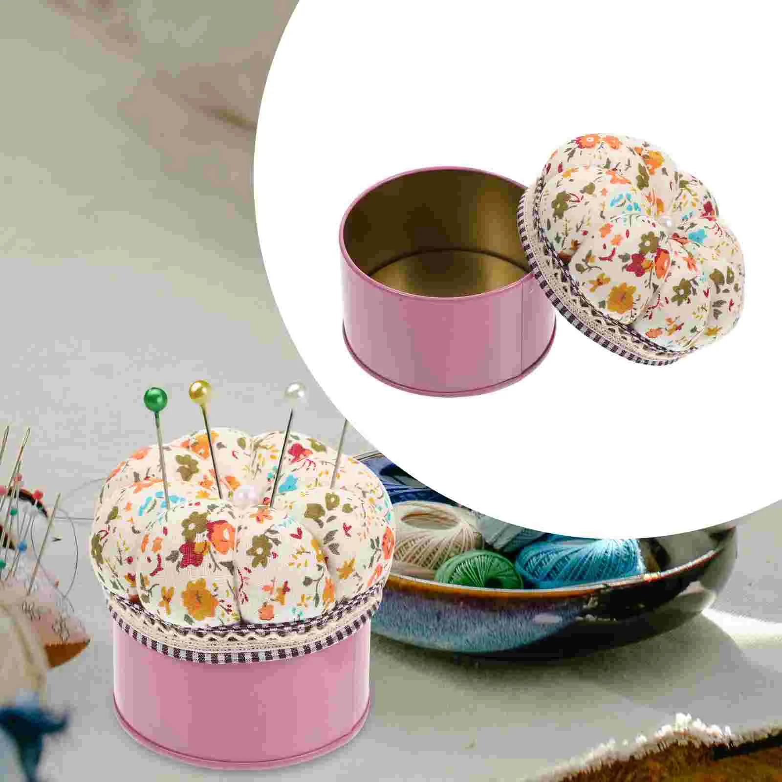 

Pin Sewing Cushion Holder Box Head Needle Tool Glass Quilting Equipment Container Pumpkin Straight Machinesupplies Cushions