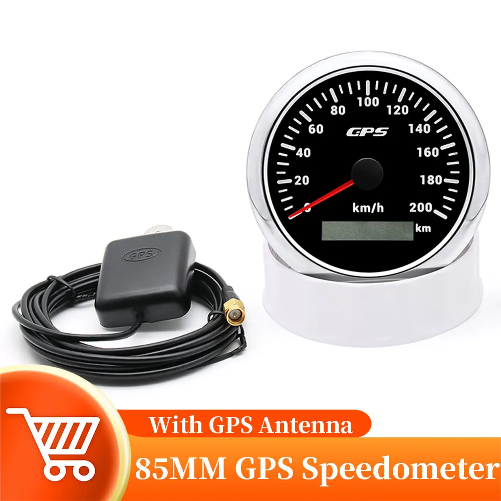 

Waterproof 85mm GPS Speedometer Pointer LCD Display Odometer 200km/h With GPS Antenn 7 Colors Backlight For Car Motorcycle Boat