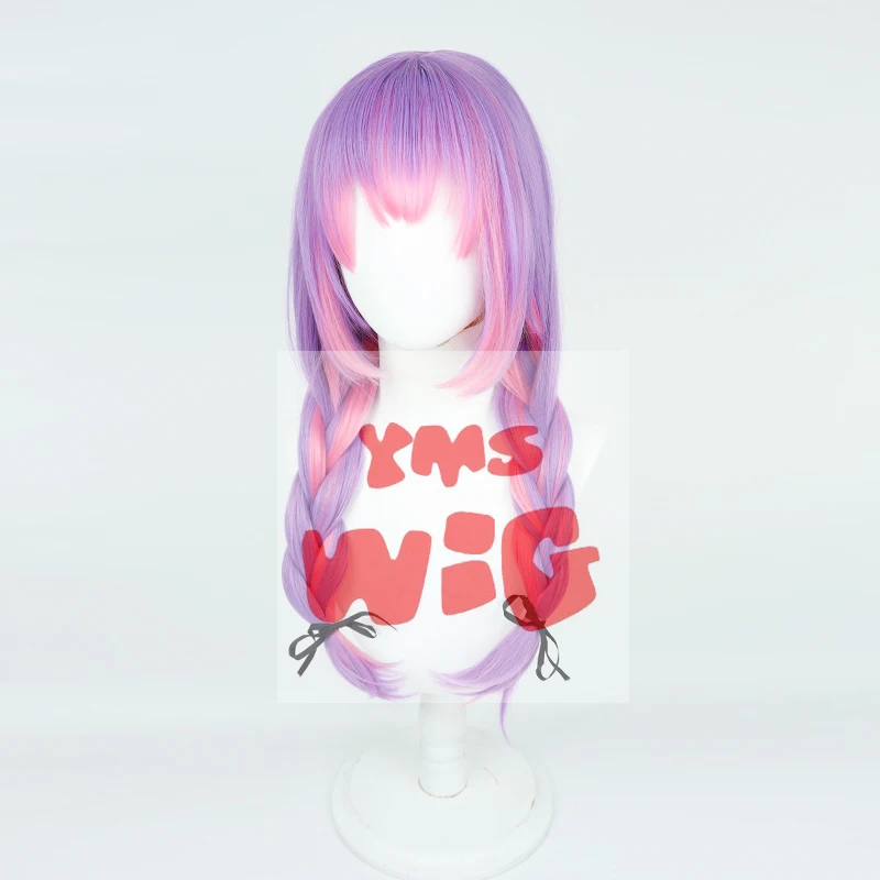 Hololive Vtuber Tokoyami Towa Косплей Парик 60 см Длинные Розовые Плетеные Термостойкие