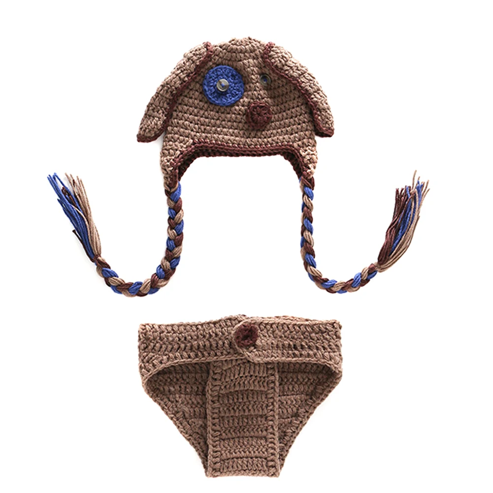 

Трикотажная шапка с брюками, длинный свиной хвост, мягкий детский комплект для фотосъемки ручной работы, шапка с брюками, удобные милые аксессуары