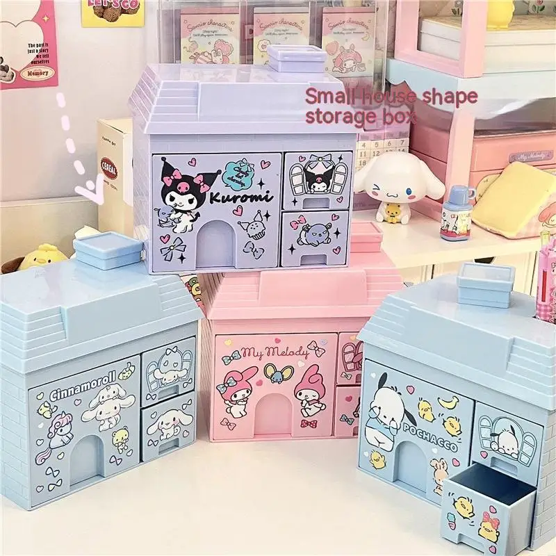 

Sanrio аниме милый Kuromi понравико My Melody Cinnamoroll мультяшный большой объем настольная комната декор канцелярские принадлежности коробка для хранения