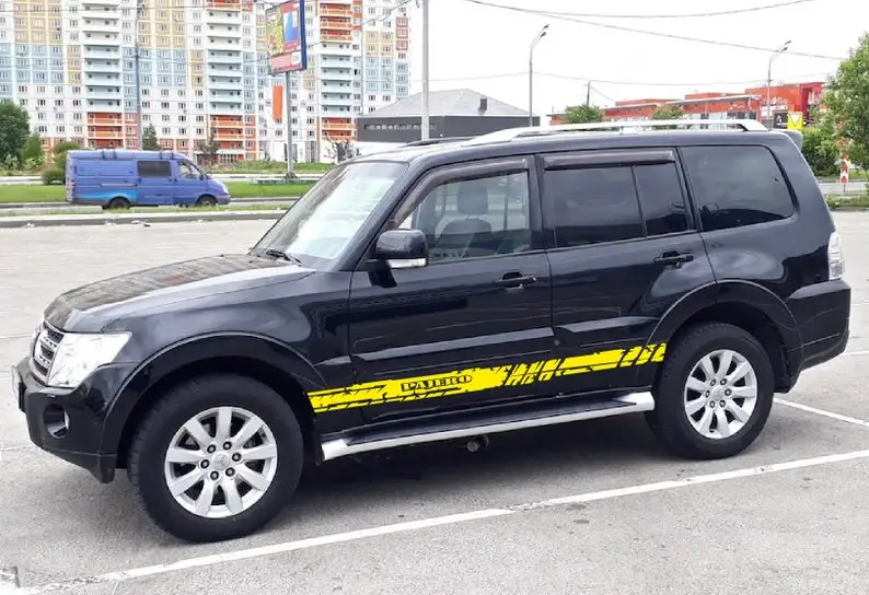 Пара спортивных боковых полос наклейка Виниловая совместимая с Mitsubishi Pajero |