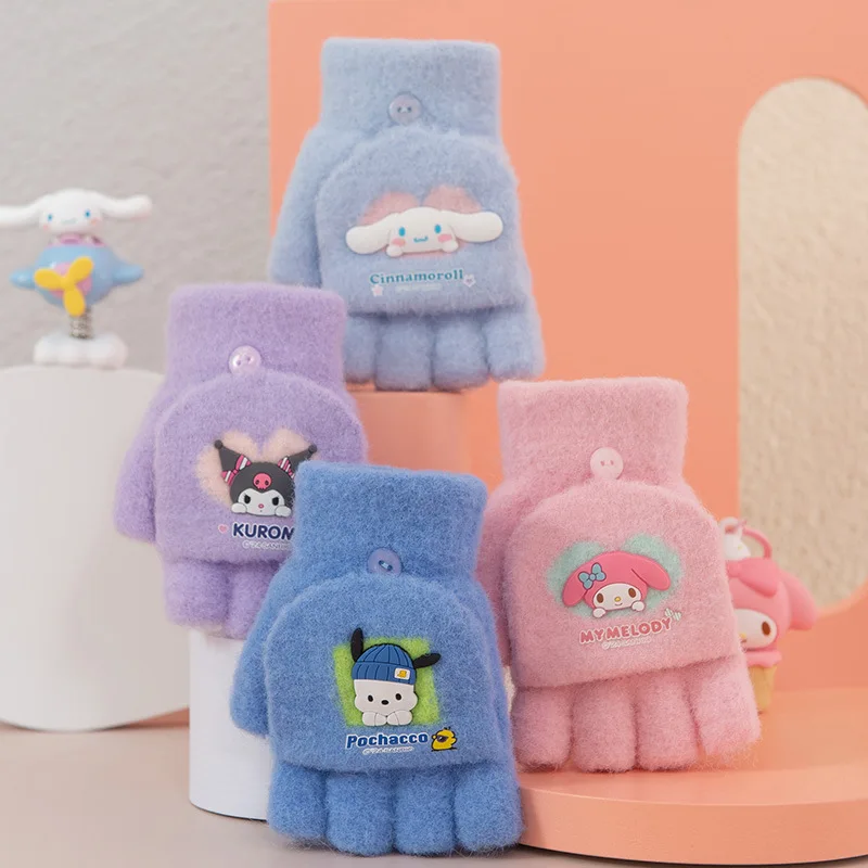Детские перчатки Sanrio с полупальцами откидной крышкой осенне-зимние уличные