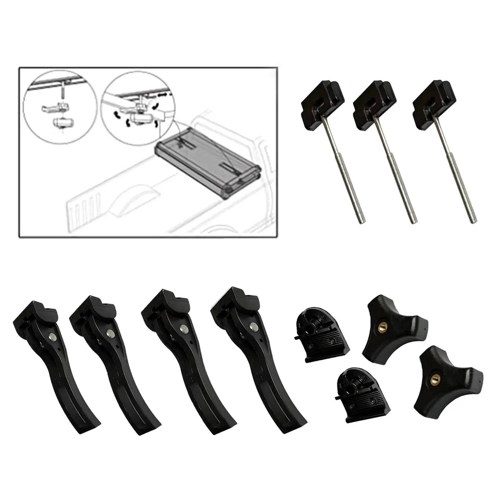 

11Pcs Pickup Bed Cover Fasteners Professional Easy Installation Screws Bolts Clamps for Feetuo Hard trifold Tonneau Cover