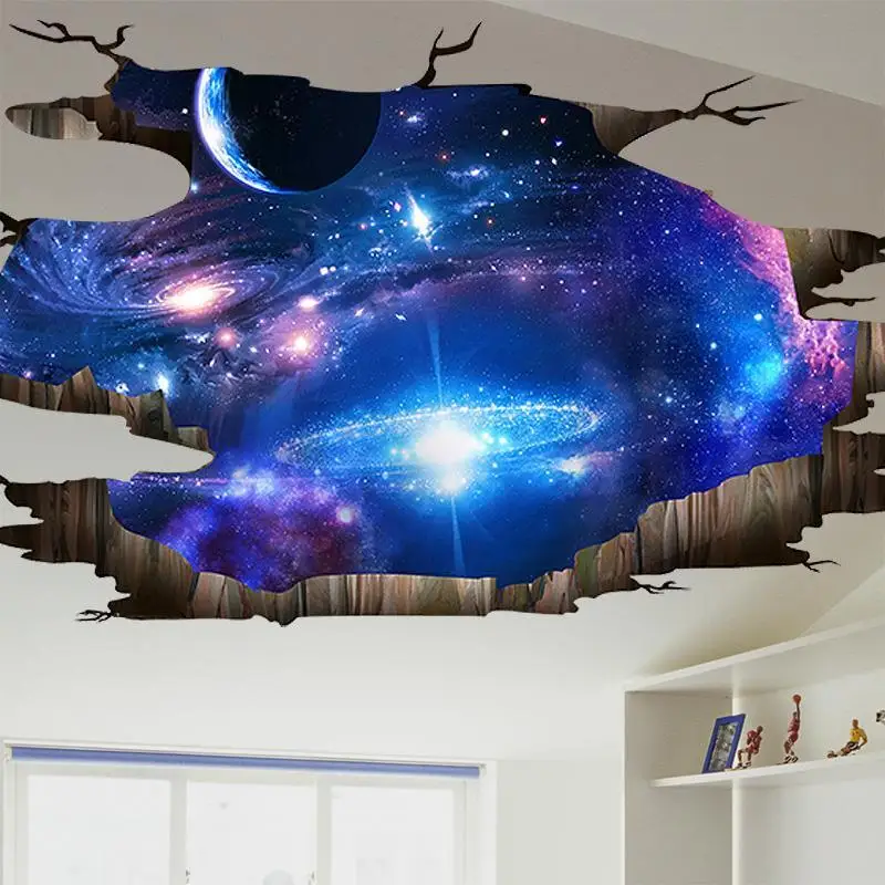 

3D Stickers Bedroom Ceiling Starry Sky Wallpaper Dormitory College Student Self-Adhesive Poster Paper Room Living Decor