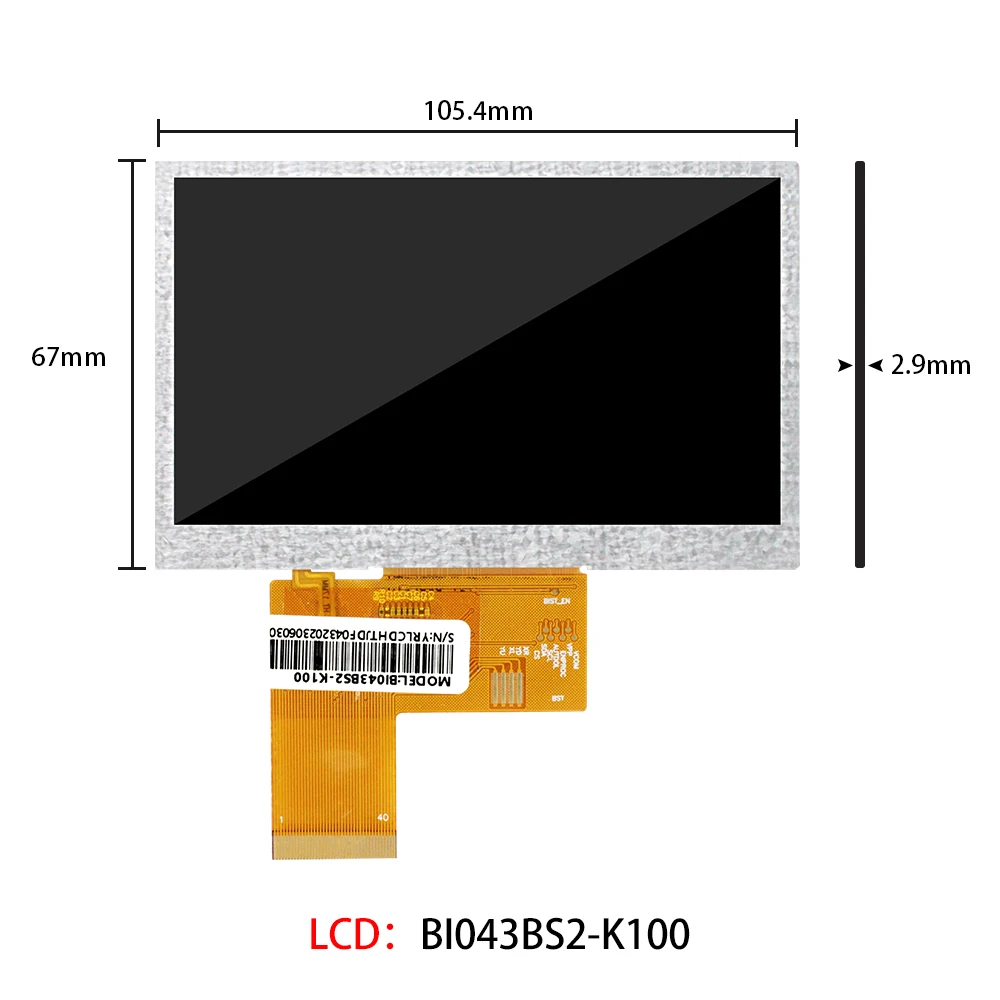 

4.3 Inch LCD Display 800*480 lcd module RGB 500 Nits TFT HD With Capacitive Touch Panel