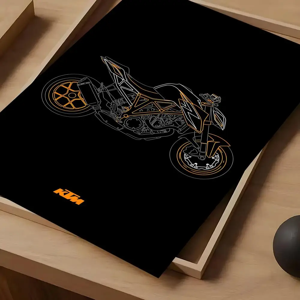 Фото Плакат с изображением мотоциклетных гонок KTM, самоклеящаяся художественная водонепроницаемая бумажная наклейка, декор для кофейни, бара, комнаты, стены №5