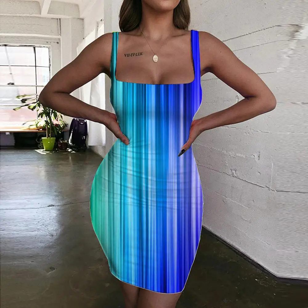 

SOMEPET Rainbow Dresses Women Rainbow Abstraction Ladies Dresses Funny 3d Print Abstract Sundress Womens Clothing Summer Beach