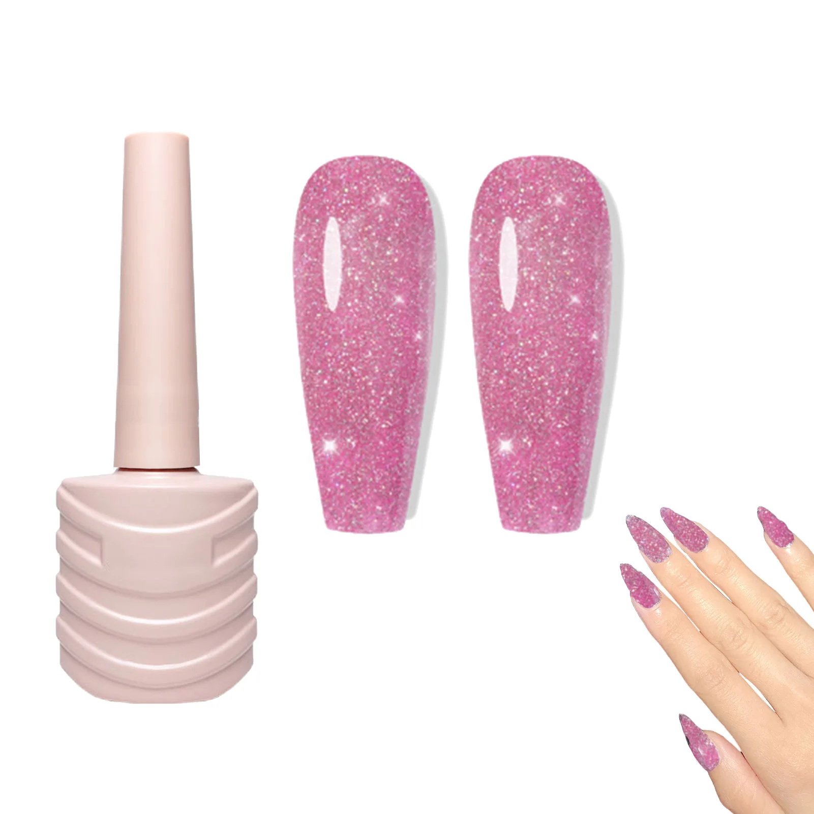 

Reflective Glitter Gel Nail Polish Rainbow Glitter Effect Sparkling Colors Glossy Soak Off Nail Gel Shining Design Nail Art