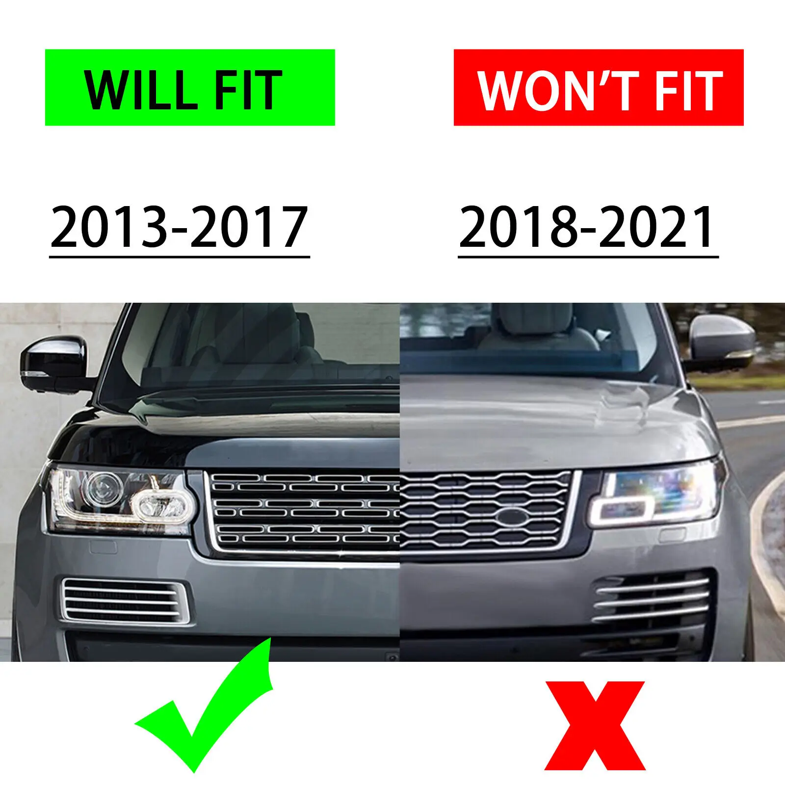 Передняя решетка радиатора для Land Rover Range Gloss Black LR052715 2013-2017 |