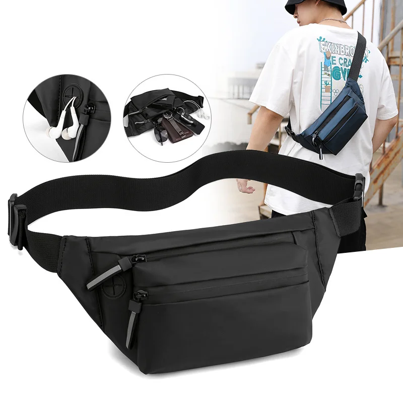 

Functional Men Waist's High Quality Nylon Waterproof Waist Packs Unisex Outdoor Travel Chest Bag Handy Belt Fanny Pack Male