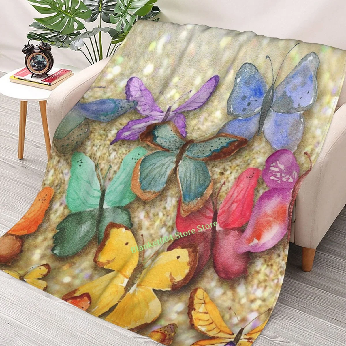 

Butterfly,butterflies,colorful Butterflies, Gold,glitter,glam,nature,insects,beautiful,modern,trendy,digital,graphic Blanket