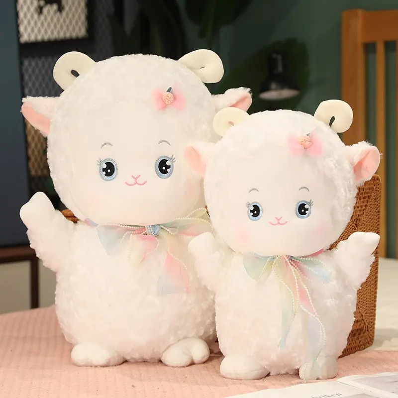 

Кавайная плюшевая игрушка в виде белой овцы, ягненка, мягкая игрушка-животное, кукла, подушка для малышей, детей, девочки, подруги, подарок на день рождения, домашний декор для спальни