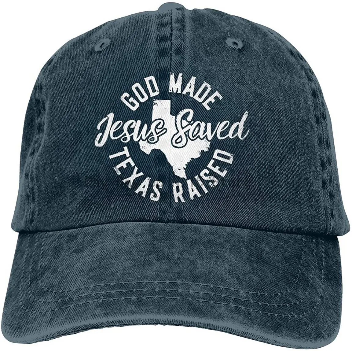 

God Made Texas Raised Jesus Saved Unisex Cotton Hat Vintage Adjustable Baseball Cap Fashion Hip Hop Hat